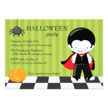Cute Halloween party vampire and spider invitation
