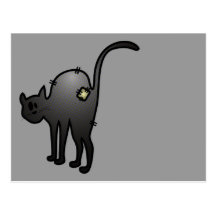 CUTE HALLOWEEN PATCHY CAT - BLACK KITTY POSTCARDS