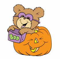 cute halloween teddy bear in pumpkin boo photo cut outs