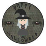 Cute Halloween Witch & Spiders stickers