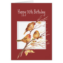 Cute Happy 90th Birthday Song Sparrows Greeting Card