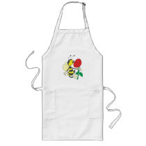 cute happy bee smelling rose apron