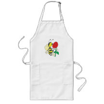 cute happy bee smelling rose apron