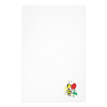 cute happy bee smelling rose personalized stationery