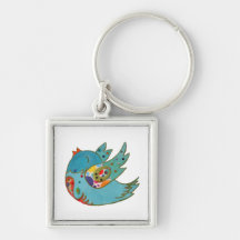 Cute happy bird keychain