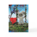 Cute Happy Birthday card with Ram and heart