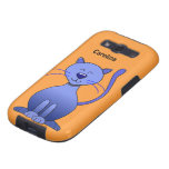 Cute Happy Blue Smiling Cat Custom Name Samsung
