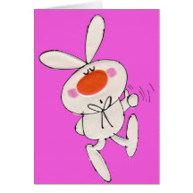 Cute Happy Bunny Pink Birthday Greeting Cards