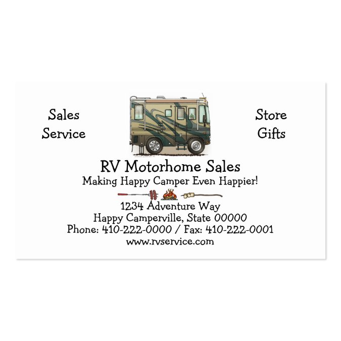 Cute Happy Camper Big RV Coach Motorhome Business Card Templates