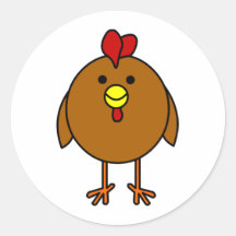 Cute Happy Chicken - Brown Sticker