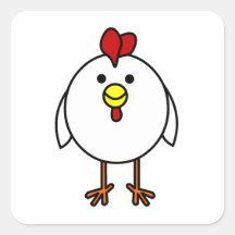Cute Happy Chicken Square Square Sticker