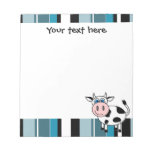 Cute Happy Cow Notepade - Blue Stripe