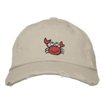 cute happy crab hat embroidered hats