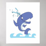 cute happy jumpy whale posters