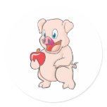 Cute Happy Pig with Apple Pork stickers