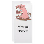 cute happy pink pig in mud cartoon rack cards