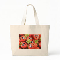 Cute Happy Strawberries Tote Bags