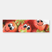 Cute Happy Strawberries Bumper Stickers