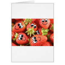 Cute Happy Strawberries Greeting Card