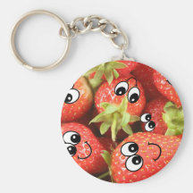 Cute Happy Strawberries Keychain