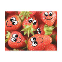 Cute Happy Strawberries Postcard