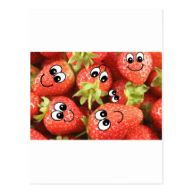 Cute Happy Strawberries Postcards