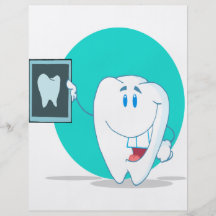 cute happy tooth character with clean xray full colour flyer