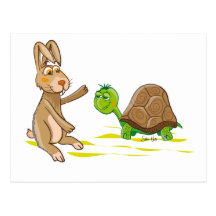 Cute Hare and Tortoise postcard