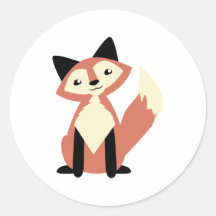 Cute Head-tilt Fox Round Stickers