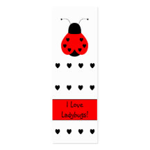 Cute Heart Ladybug Bookmark Business Card Templates