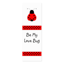 Cute Heart Ladybug Bookmark Business Card Template