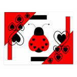 Cute Heart Ladybug Valentine Postcard