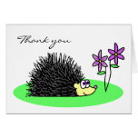 Cute Hedgehog Loves Flowers Thank You Card
