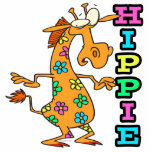 cute hippie flowers giraffe cartoon character photo sculptures