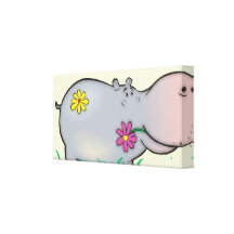 cute hippie hippo gallery wrap canvas