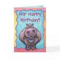 Cute Hippo Character Happy Birthday cards