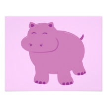 Cute Hippo Custom Invitation