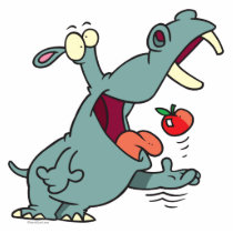 cute hippo eating apple cartoon acrylic cut out