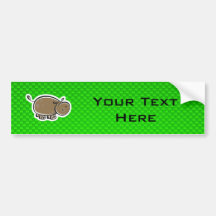 Cute Hippo; Green Bumper Sticker