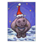 Cute Hippo Holiday Greeting Card