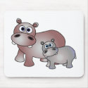 Cute Hippos Mum and Baby mousepads