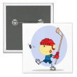 cute hockey kid cartoon button