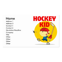 cute hockey kid cartoon character business card template