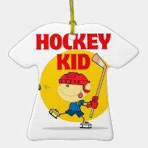 cute hockey kid cartoon character christmas tree ornament