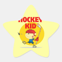 cute hockey kid cartoon character star sticker
