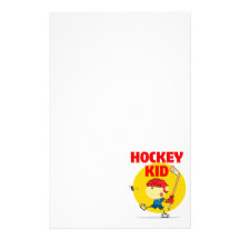 cute hockey kid cartoon character personalized stationery