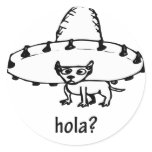 Cute Hola Chihuahua Design Round Stickers