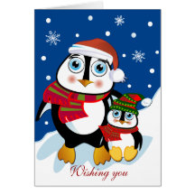 Cute Holidays card with Penguins and Text