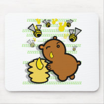 cute honey bear with bees mouse pads