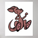 cute hopping kangaroo posters